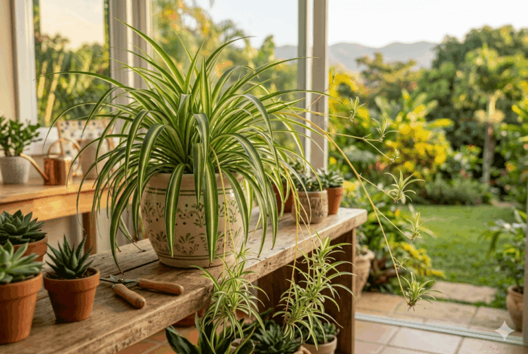 La plante retombante la plus élégante et la plus facile à multiplier. Elle supporte mieux que toute autre un arrosage irrégulier et embellit les hauteurs avec ses feuilles arquées et gracieuses.