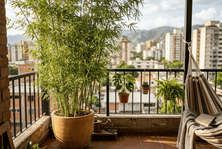 Le bambou idéal pour votre balcon : dense, vertical et facile à maîtriser. Un écran végétal qui conserve son feuillage toute l’année sans envahir l’espace de votre terrasse.
