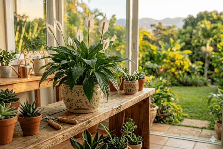 Parfait pour les jardiniers les plus distraits. Ses feuilles tombent de manière spectaculaire lorsqu’elle a soif et retrouvent toute leur vigueur quelques heures après l’arrosage.