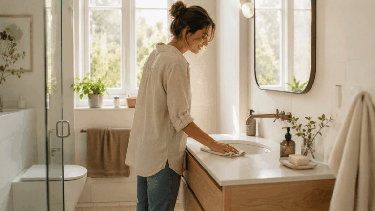 Vous en avez assez de nettoyer la salle de bains ? Une petite routine pour qu'elle soit impeccable tous les jours