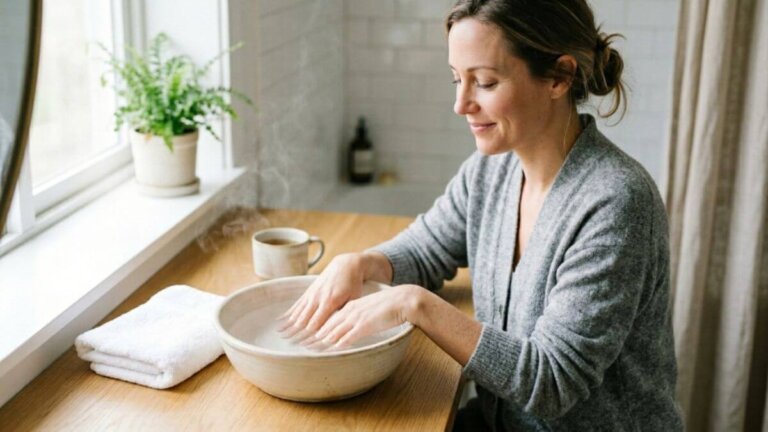 Mains sèches et fatiguées : comment utiliser de l'eau tiède pour soulager la sensation de tension
