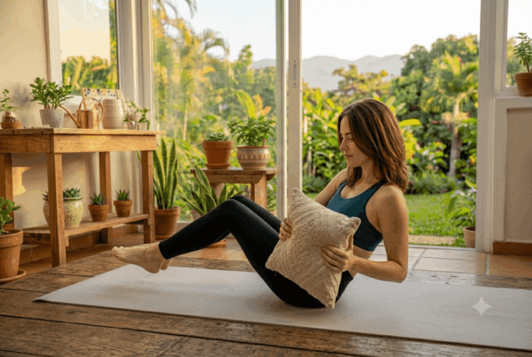 Des rotations contrôlées qui mettent à l'épreuve la stabilité de vos obliques. Inclinez le torse à 45 degrés et effectuez des rotations précises, en adaptant l'appui de vos pieds en fonction de votre niveau.