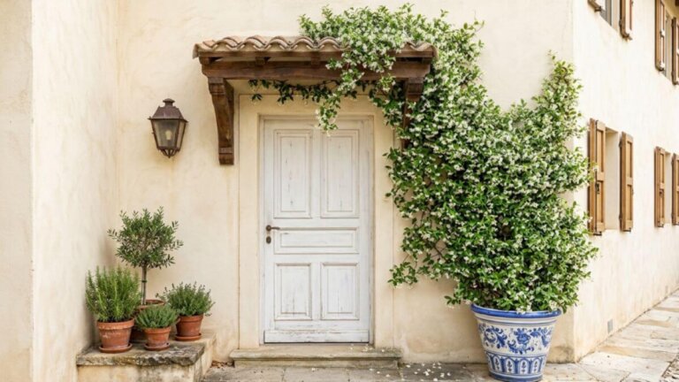 Le jasmin de lait dans une entrée ensoleillée : comment le guider pour qu'il embaume sans s'emmêler