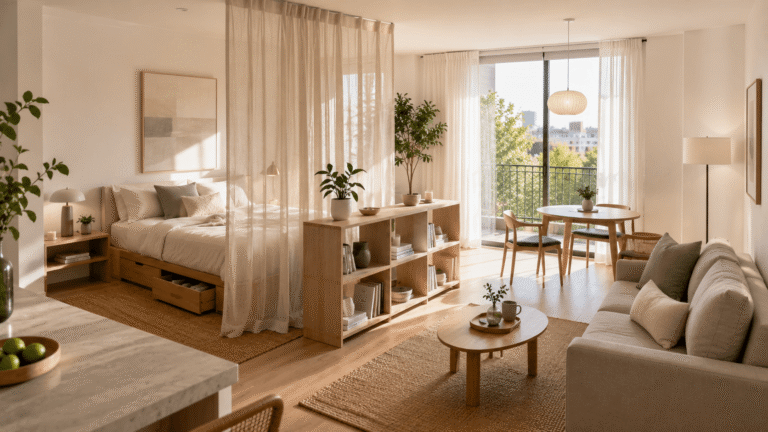 Studio avec chambre : 6 façons de le délimiter sans perdre en lumière naturelle