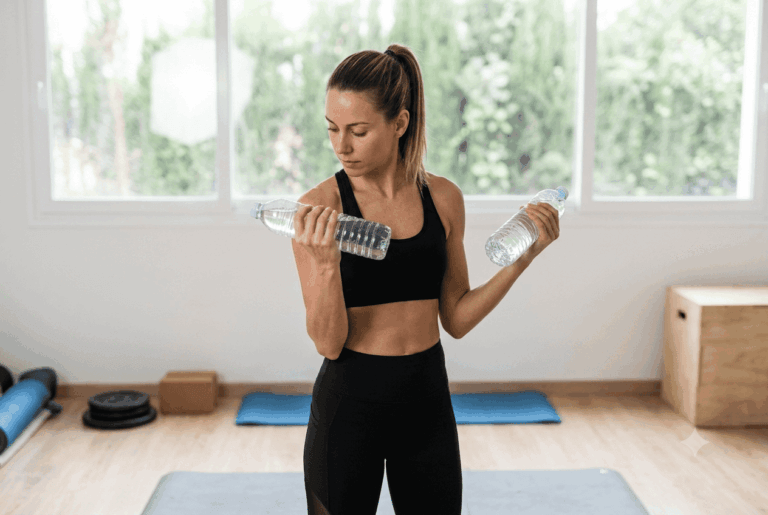 Utilisez des sacs à dos ou des bouteilles d’eau pour effectuer des contractions précises, en mettant l’accent sur la descente lente.