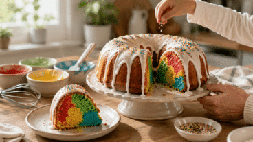 Recette facile de gâteau arc-en-ciel : comment le réaliser en quatre couleurs, avec un glaçage et des vermicelles en sucre